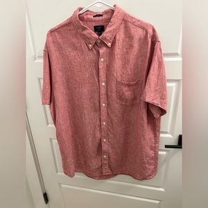 J.Crew Men’s short sleeve linen button down- XL Slim